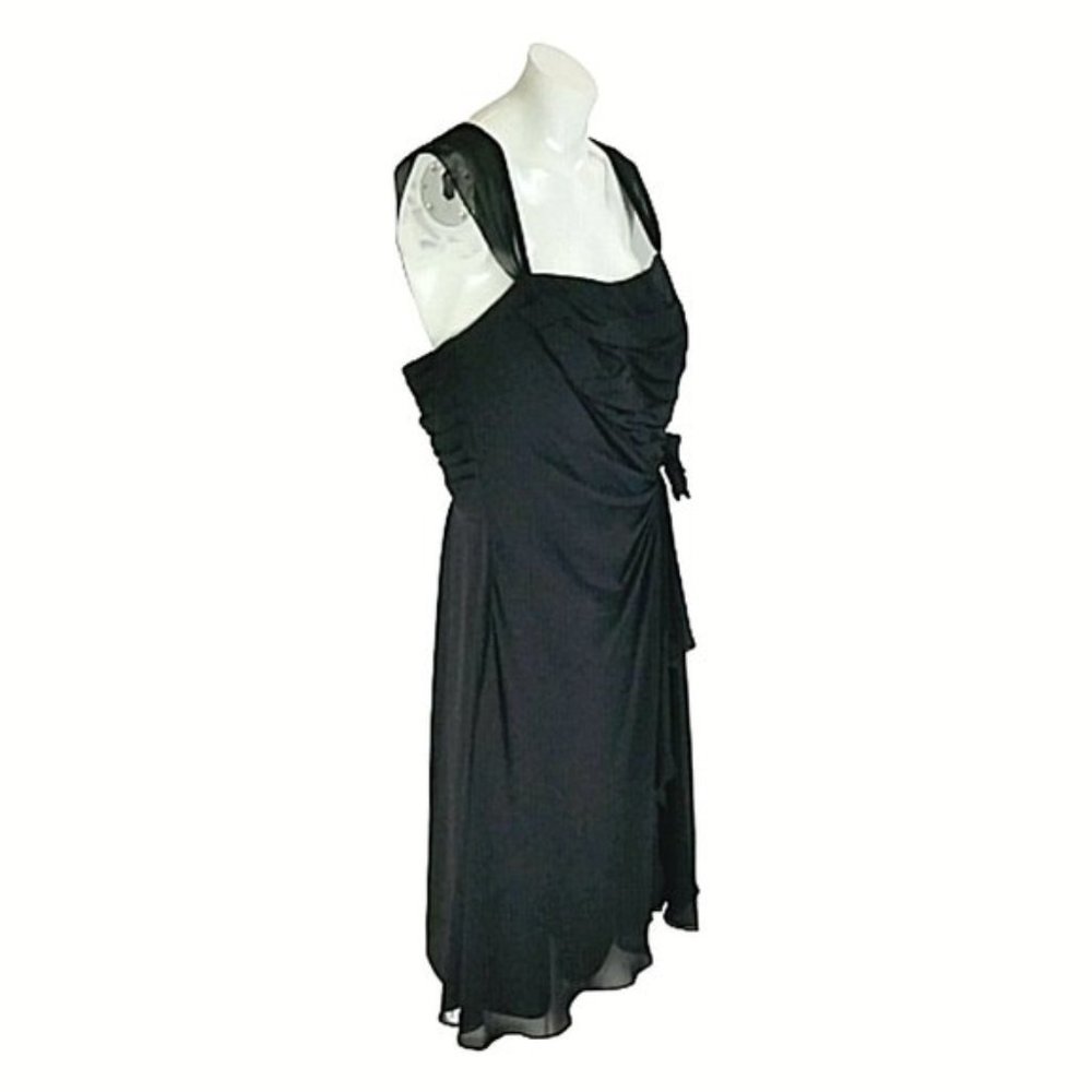 B2 Black Chiffon Pleated Sleeveless A-Line Dress - Picture 2 of 8
